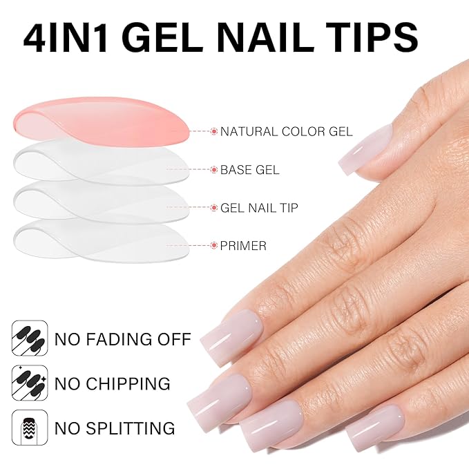 AILLSA RealFit Nude Tone Mixed Color Press On Nails Short Square, 4 in 1 False Nail Tips Set Long Lasting Fake Nail Extensions For Nail Art DIY 150 PCS