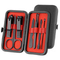 NOVANO Professional 7-in-1 Manicure Pedicure Set, Stainless Steel Nail Clipper Kit for Men Women, Sharp Grooming Tools with Portable Leather Travel Case - Ideal Gift (Black)
