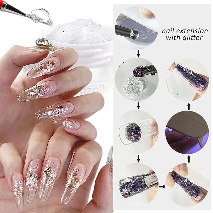 30g Solid Builder Gel For Nails and 15g Liner Gel Polish, Clear Non-sticky Hard Gel for Nail with Silicone Carving Pen 3D Sculpting Gel Building Gel Nail Extension Gel Nail Salon Supplies