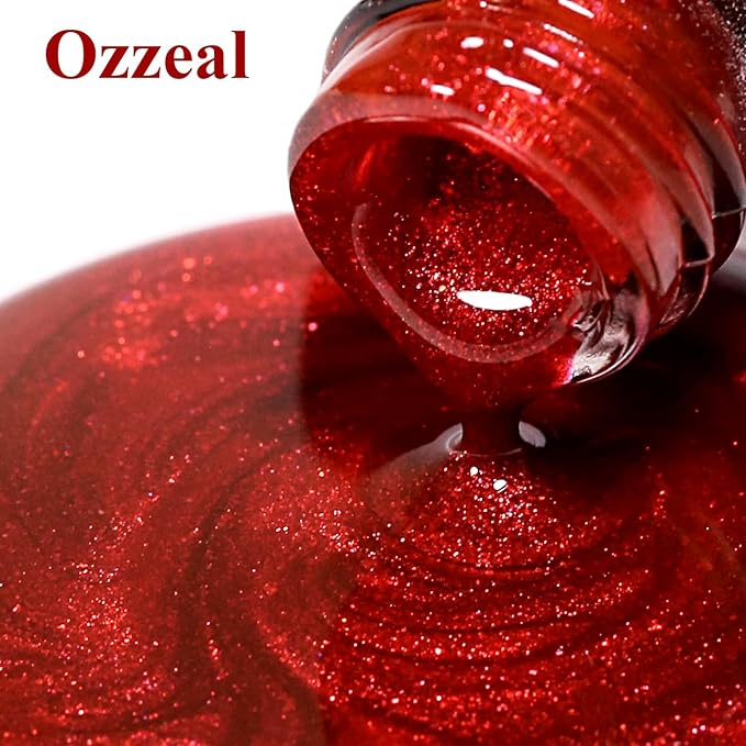 Glitter Gel Polish, Blood Red Glitter Gel Nail Polish Sparkle Shimmer Gel Glitter Nail Polish Diamond Sparkles Soak Off LED UV Gel Nail Polish for Art DIY Manicure 15ML