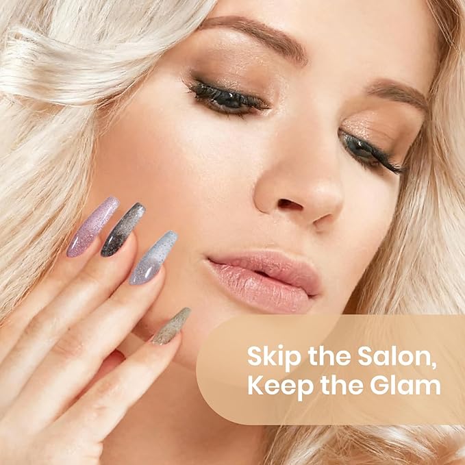 Beetles Dip Powder Nail Kit, 6 Colors Dipping Powder Nude White Pink Grey Yellow Glitter with Base Top Coat Activator and Tools All Season for French Nail Art DIY Home Manicure Salon Luxury Radiance