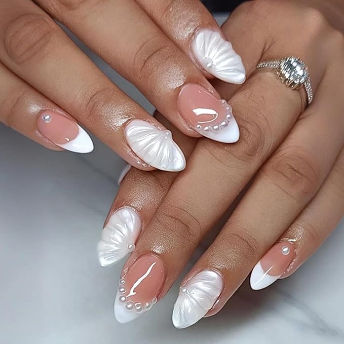 6 Packs (144 Pcs) | Reusable Press on Nails | cute nails | 6-Style Bundle | 12 Sizes | Each Style 24 Pcs | White theme bow