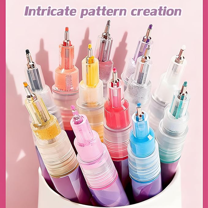 Nail Art Marker Pens, 12 Colors Fine Tip 0.5mm Nail Art Marker Pens for Detailing, Line Drawing & Dotting, DIY Nail Design Kit for Salon & Home Manicure
