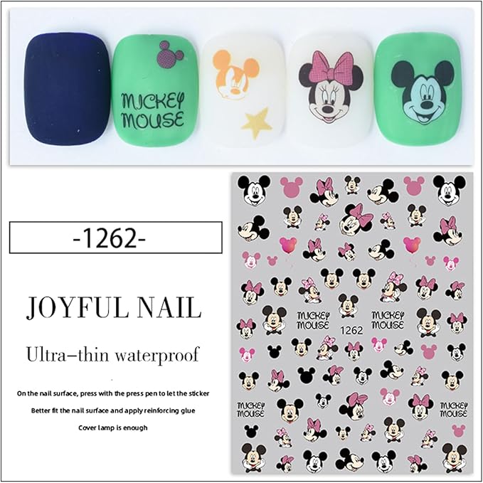 6Pieces 3D Mouse Nail Stickers Cute Kawaii Cartoon Nail Stikers Self-Adhesive Nail Decals for Women Girls Kids Nail Art Stickers