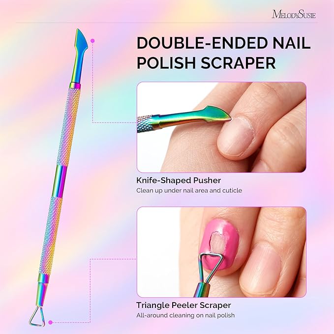 Melodysusie 4 in 1 Acrylic Nail Clippers Set, with Cuticle Trimmer and Dual-Ended Cuticle Pusher Remover, Stainless Steel Acrylic Nail Cutter Set, Pedicure Manicure Acrylic Nail Tools for Home Salon