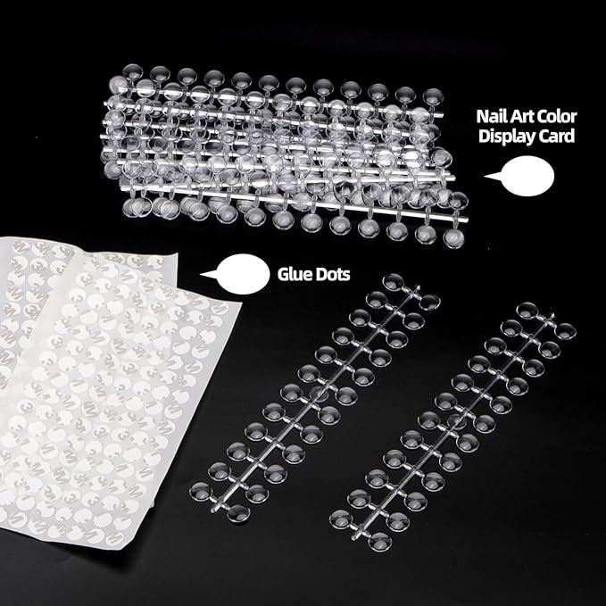 480PCS Clear Nail Swatch Dots with Adhesive Stickers, Round Gel Polish Color Display Tips, Transparent Nail Color Swatches for Quick Selection, Nail Art Sample Accessories for Techs & Salon