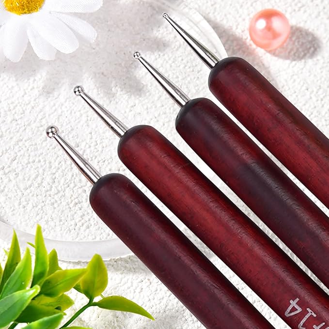 French Manicure Brush, Esclane 2 Way French Nail Brush with Dotting Tool for Manicure Cuticle Clean Up Nail Art Design, French Tip Brush (Wood, #16)