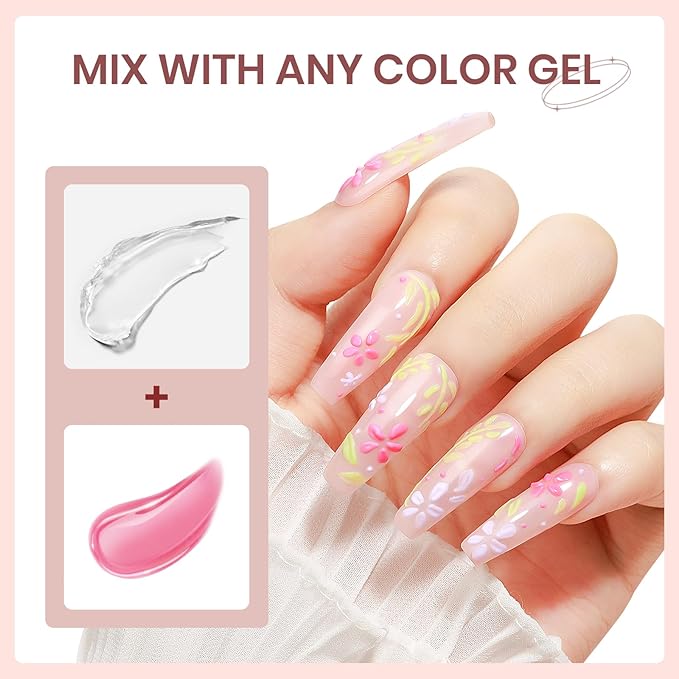 3D Sculpting Gel for Nail Art Chrome Powder No Wipe , Clear Semi-solid Modeling Carving Structure Nail Gel Suitable for Sticking Rhinestones and Painting