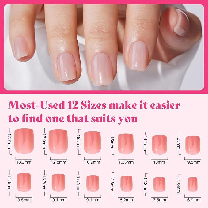 12 Solid Colors Press on Nails Short Round, 12Size 288PCS Full Cover Fake Nails with Nail Tabs for Small Nails and hands, Easy Application for Daily Wear
