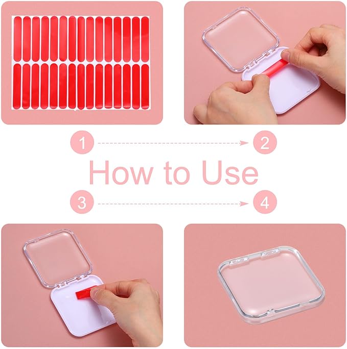 uxcell 20 Pcs Press on Nail Storage Box with Adhesive Double Sided Tape, Acrylic Nail Display Box for Nail Salon Home Storage Supplies, Clear
