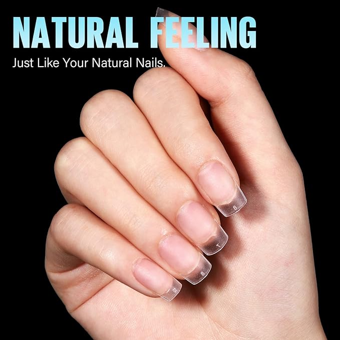 TOMICCA Short Square Nail Tips 240Pcs Pre-buff Full Matte Acrylic Fake Nails, 15 Sizes Full Cover Press on Nail for Extension Manicure Home DIY Nail Art