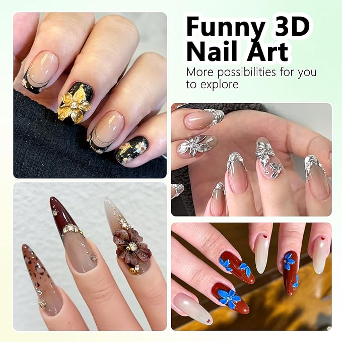 Solid Builder Gel Kit, 2PCS Black 3D Sculpting Gel Non-Sticky Hand Carving Gels with Silicone Pen Hard Gels for Nails Molding 3D Flowers Nail Design Manicure Salon Supplies