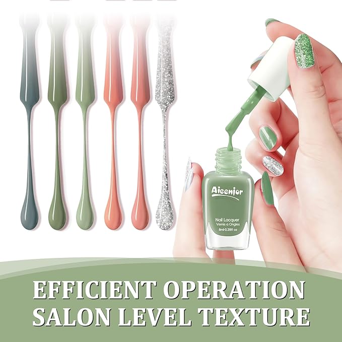 Nude Nail Polish Set, Quick Dry Fingernail Polish 6 Classic Nude Colors Collection, Nude Pink, No UV Light Needed, Long Lasting for Nail Art Design at Home DIY