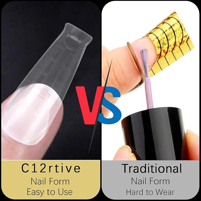 120Pcs Dual T-Shape Extension Poly Nail Forms, Full Cover Reusable Molds 12 Sizes for Solid Gel Glue Art Design Salon & DIY