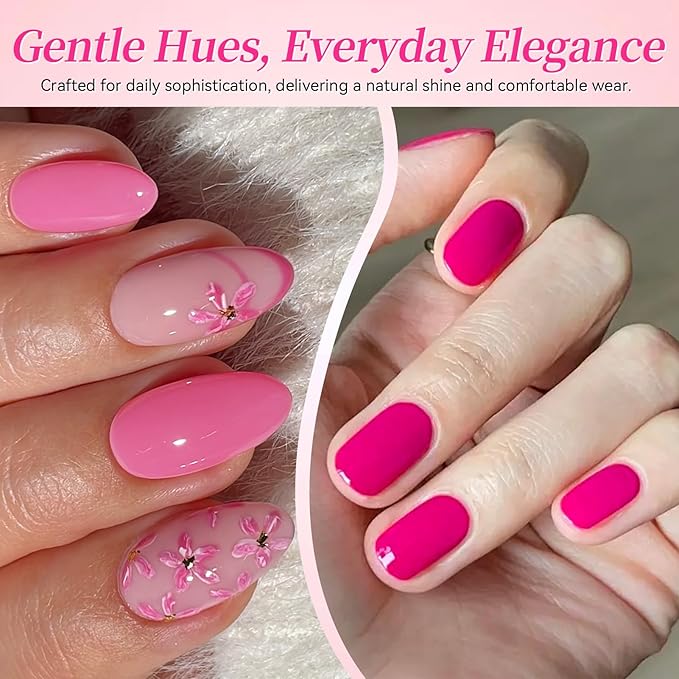 BORN PRETTY Pink Gel Nail Polish Set 6 Colors,Valentine's Day Gift From Light Pink to Bright Neon Hot Pink Sweet Lovely Red Color Gel Polish Kit for Salon Manicure and Nail Art DIY at Home