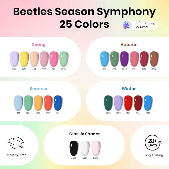 Beetles 37Pcs Gel Nail Polish Kit with Uv Light -25 Colors Gel Polish Set Pink Red Blue Purple Spring Pastel Energetic Moves for Beginners Nails Salon Manicure Tools Gifts for Women Teen Girls