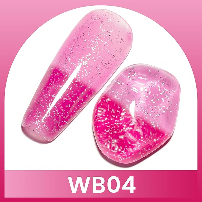 YTD Likomey Color Changing Gel Nail Polish,15ml Light Pink To Hot Pink Glitter Mood Temperature Change Colors Ombre Thermal Salon Home Fall Winter Manicure UV Nails Varnish,WB04
