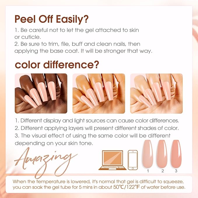ROSALIND Poly Nail Gel Kit -16 Colors + White Brown Nail Art Accessories kit Clear Nude Poly Nails Gel Kit Starter Kit With Slip Solution Nude Pink Nail Extensions Gel Set with Mini UV Lamp