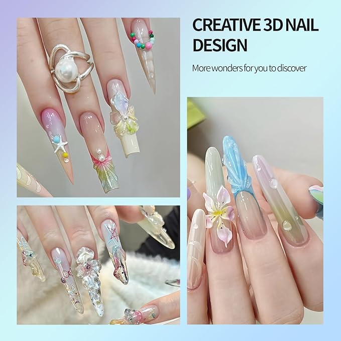 3D Gel Nail Art Kit-Green Aurora Solid Builder Gel for Nails 3D Sculpting Carving Building Modeling Hard Extension for Beginner DIY Salon at Home Cured Needed