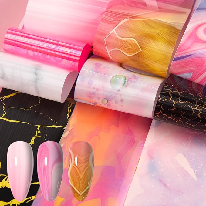 300 Sheets Nail Foils Transfer Nail Art Foil Stickers Holographic Solid Colors Aurora Gradients Nail Sheets Bright Color Transfer Sticker for Nails Decoration