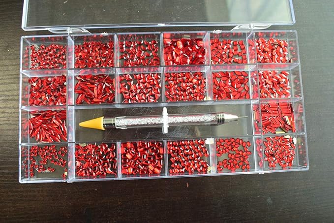 1000pcs Red Nail Rhinestones +1pc Dotting Pen 20 Shapes Flat Crystal Irregular Diamonds 3D Manicure Nail Art Decoration Charms Jewelry Gems Stones Beads For Nail Art Phone Shoes Decorations