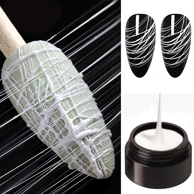 White Spider Gel for Nails, White Gel Paint for Nails Art UV LED DIY Design Manicure Spider Paint Nail Gel for Nail Art