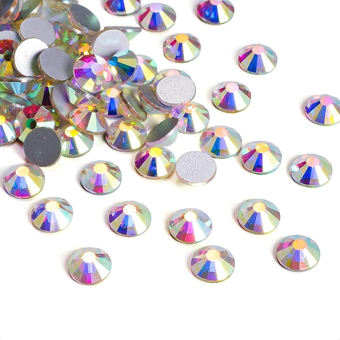 720pcs Flat Back Rhinestones Glitter Round Crystal Gems Glass Rhinestones for Crafts Nail Art Clothes Shoes DIY Decorations, Crystal AB, SS20, 4.6-4.8mm