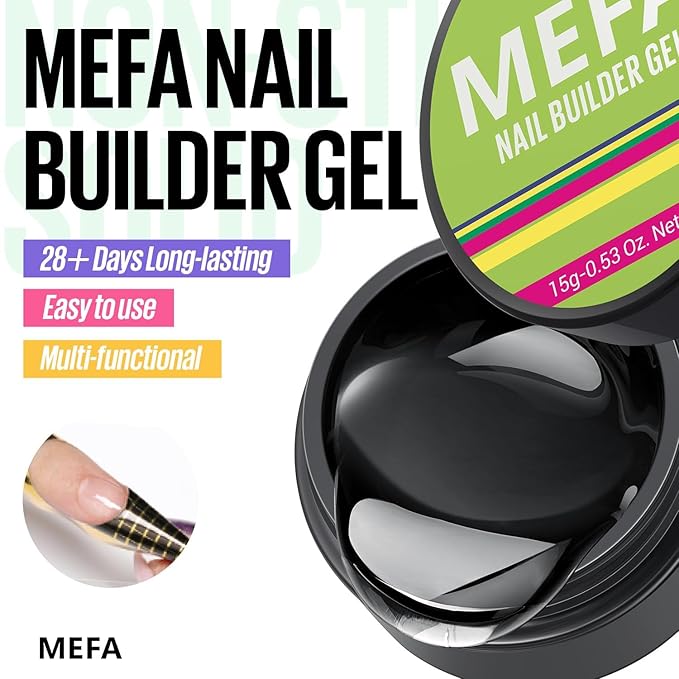 MEFA Builder Gel for Nails, Transparent UV Gel for Nail Extension and Sculpting, Strengthening Nail Art Manicure UV Builder for Nail Salons, 15g