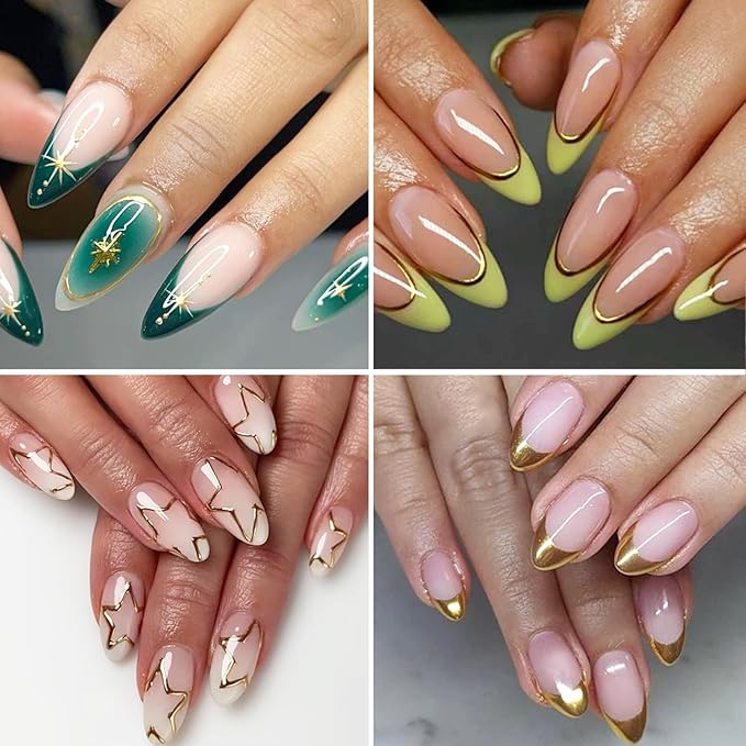 Metallic Gel Nail Polish 2PCS Chrome Gel Liner Nail Art Gold Silver Gel Polish 8ml Mirror Effect Painting Nail Gel with Build in Thin Brush Soak Off UV/LED Nail Polish Manicure Supplies