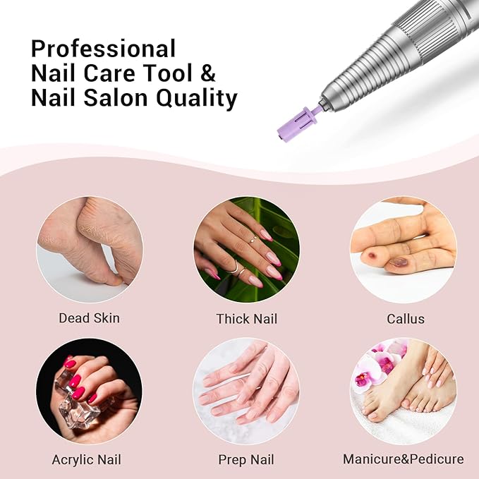 MelodySusie Crystal Top Mandrel Bit for Nails, 3/32'' Easy Off Nail Drill Bits for Sanding Bands, Suitable for Acrylic Nails Gel Manicures and Pedicures, Purple