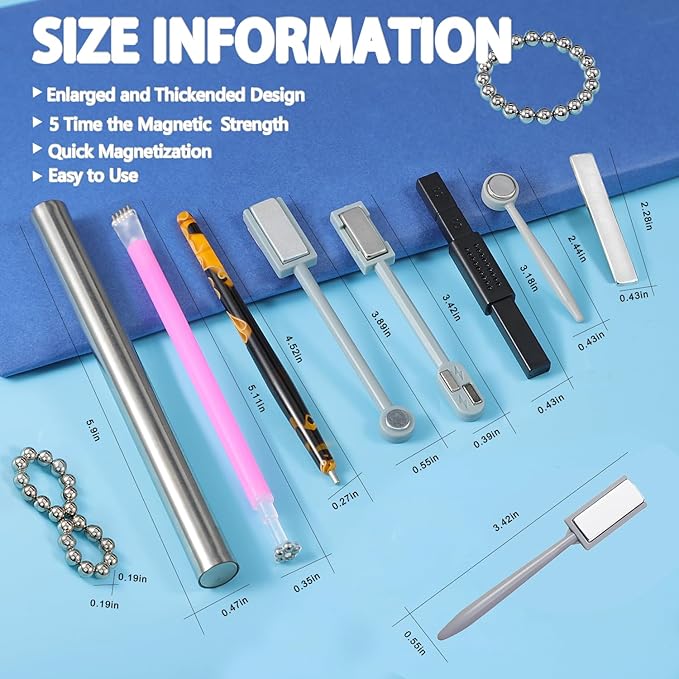 49 Pieces Cat Eye Magnet for Nails Magnetic Beads Cylindrical Strong Nail Magnet Multi-Functional Nail Magnet Double Ended Magnet Wand Magnet Stick Nail Magnet Beads Cat Eye Gel Nail Polish