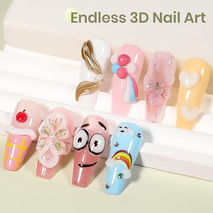 MIZHSE 100g Solid Builder Gel, Large Capacity White Sculpting Gel for Nails, Non-sticky Hand 3D Nail Art Building Carving Modeling Hard Nail Extension with 3D Mold Nail Art Salon Home DIY