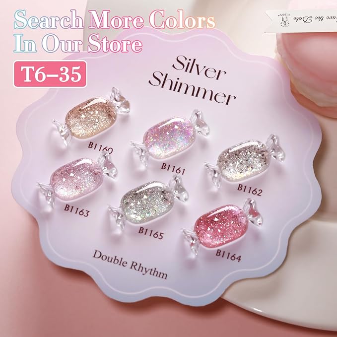Double Rhythm 0.5Oz Glitter Gel Polish Shimmer Reflective Color for Nail Art Salon DIY Soak Off 15ml Nail Lamp Gel Polish at Home (Pastel Pink-B1163)