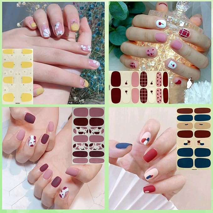 560 Pieces 40 Sheets Vibrant Color Full Nail Wraps Nail Polish Stickers Self-Adhesive Nail Art Decals Nail Polish Strips with Nail File for Women Girls DIY Nail Art Decoration