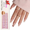 Gel French Tip Nails Long Coffin French Tip Press on Nails White French Nail Tips 150Pcs Pre-applied Tip Primer Natural Skin Tones Fake Nails Extensions Gel Nail Kit for Women Girls DIY