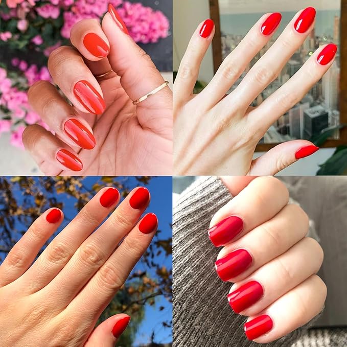 Olive & June Long Lasting Nail Polish | Plump Gel-Like Finish No Lamp Needed | Lasts up to 10 days | Salon-Quality 15-Free Vegan & Cruelty-Free Chip-Resistant | CV Cherry Red