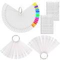 JASSINS 150 Pcs Nail Swatch Sticks with Ring and Number posted, Clear Fan-shaped Nail Art Polish Practice Display Tips Nail Sample Sticks, Nail Practice Color Display Polish Board