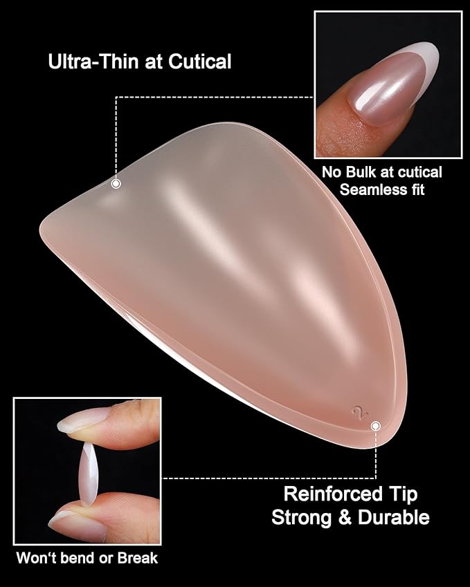16 Size Chrome White French Tip Almond Press On Nails,32 Pcs Salon Quality Glossy Short Glue on Gel Nails (Chrome French White Tip)