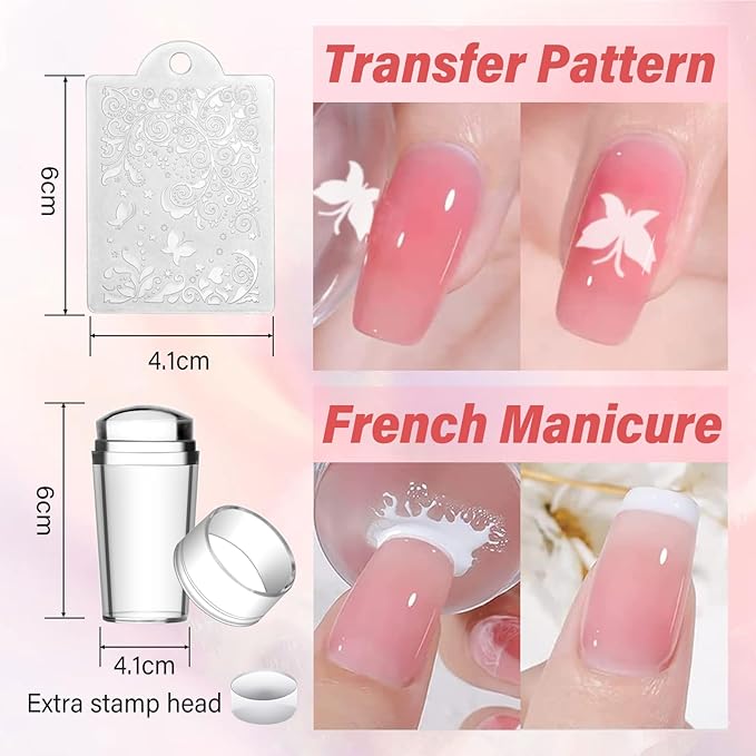 Biutee 15PCS Nail Stamping Plates Nail Stamper Kit with Nail Art Stamper and Scraper, Nail Stamp Plate Flower Animal Geometry Stripe Design Nail Stamping Kit with Storage Bag