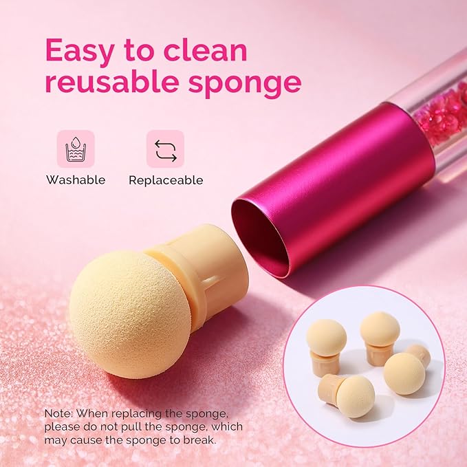MelodySusie Nail Sponge Pen for Ombre Gradient, Double Ended Sponge, 16pcs Replaceable Sponge for Nail Art Tools for Home and Salon Use