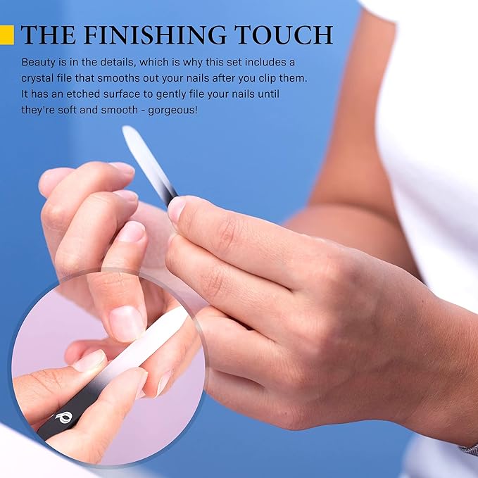 Nail Clipper Set - Nail Clippers for Men/Women - Includes Toenail/Fingernail Clippers, Tweezers, Crystal Nail File - Perfect for Thick Nails - Manicure/Pedicure Tool Kit