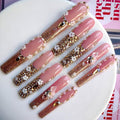 Xxl Press on Nails Extra Long Square Handmade Press-on Nails with Design Luxury Press Ons 10pcs M Size Pattern 1109