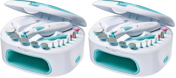 KISS Power File X Nail Dryer, All-in-One Nail Care Kit (2464N) (Pack of 2)