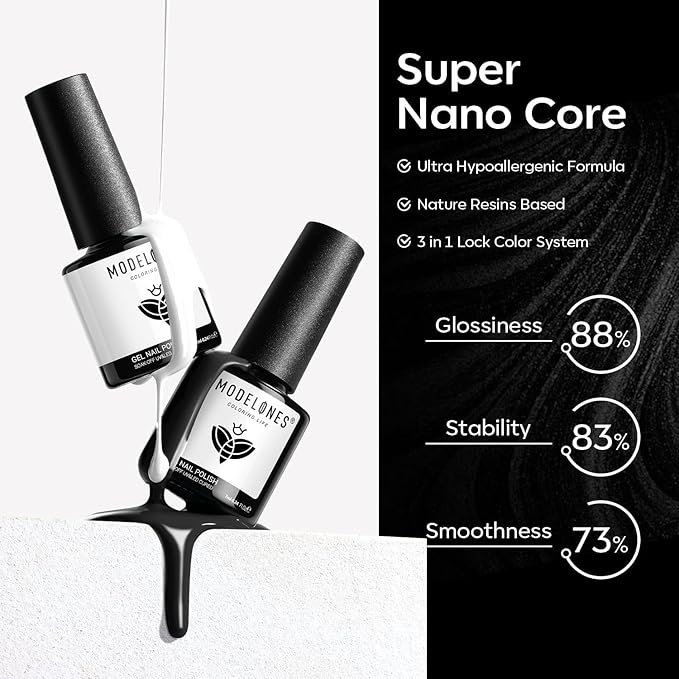 modelones White Gel Polish Black Gel Polish Set 2 Pcs 15ml Black And White Nail Polish Soak Off LED Valentine's Nail Art French Manicure Salon Diy at Home Gift for Women Girls