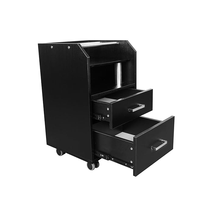 Glass Glow Pedicure Trolley Black Cart for Nail Salon Furniture & Equipment