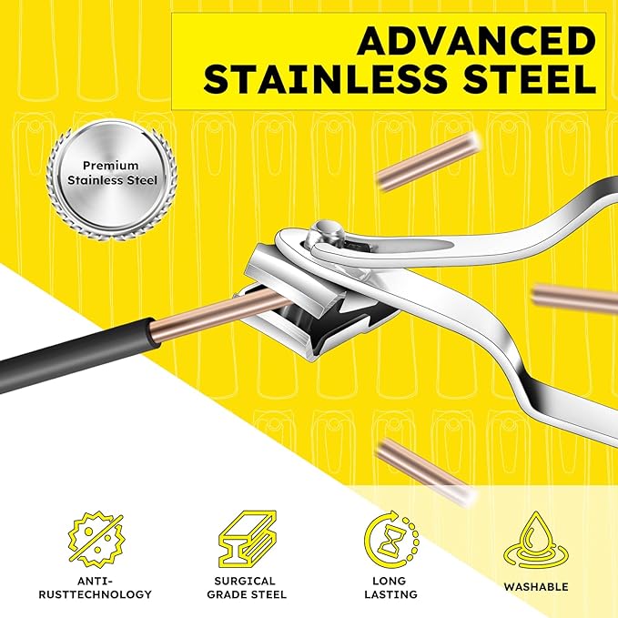 Nail Clippers for Seniors, 360 Degree Rotary Fingernail and Toenail Clippers with Long Handle Ultra Sharp Sturdy Stainless Steel Heavy Duty Large Toe Nail Clippers for Thick Nails