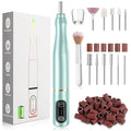 Cordless Nail Drill Electric Rechargeable File Kit, Professional Efile Acrylic Gel Nail Polish Remover Pedicure Manicure Machine Portable Set with 11 Bits 56 Sanding Bands (Mint Green)