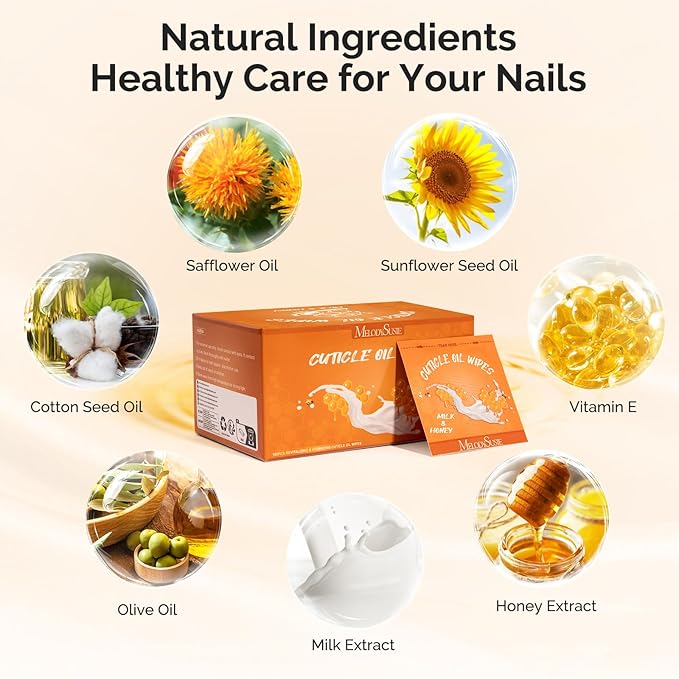 MelodySusie 100Pcs Mini Cuticle Oil for Nail,Hydrating Nail & Cuticle Care,Travel Size,Cuticle Repair Treatment for Dry & Damaged Nails,Portable and more Convenient Milk & Honey