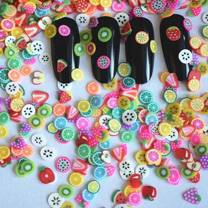 1 Box 20 Styles Fruit Nail Art Slices Assorted Slices for DIY Slime 3D Polymer Slices Resin Making Charms Lemon Strawberry Nail Art Sliders Decors with a Tweezers for DIY Crafts Cellphone Decorations