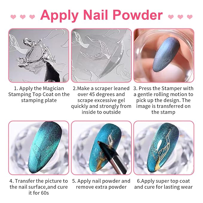 TWOEIGHT Nail Stamp Gel 8Pcs French Tip Nail Stamp Kit with Black White Color Stamper Gel Polish,Stamping Top Coat,Nail Stamping Templates, Scrapers, Silicone Stamper,Brush,4 Colors Chrome Nail Powder